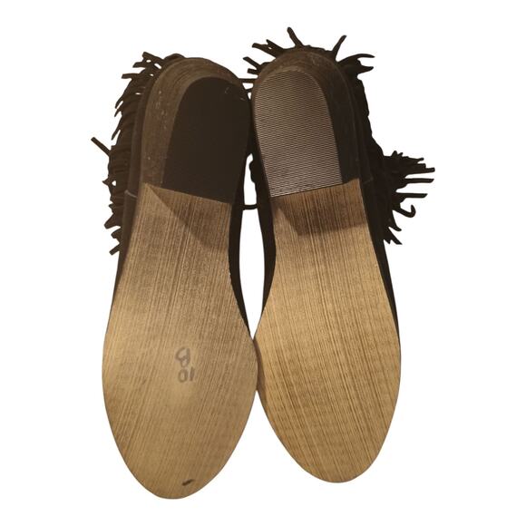 Minnetonka Bandera Women's Fringe Studded Zip Ankle Boot Black Suede Size 10 New - Picture 6 of 8